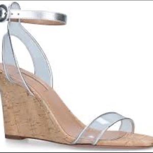 Aquazzura minimalist wedge sandal in silver 36.5